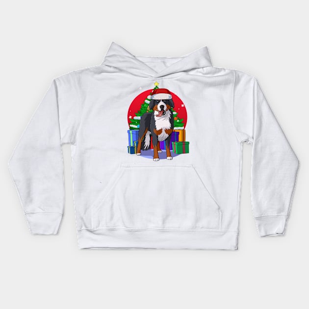 Bernese Mountain Dog Christmas Tree Kids Hoodie by Noseking